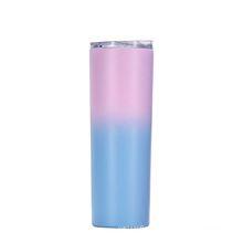 Wholesale 20oz Gradient colour Stainless Steel Double Walled Insulated Vacuum Straight Tumbler Bottle with Lid and Straw